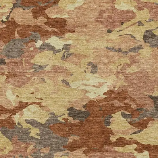 Orange And Copper Abstract Washable Indoor Outdoor Area Rug Photo 3