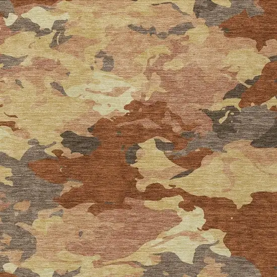 Orange And Copper Abstract Washable Indoor Outdoor Area Rug Photo 3