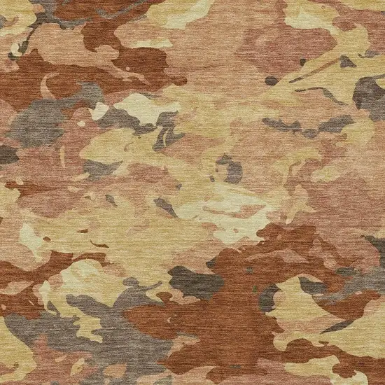 Orange And Copper Abstract Washable Indoor Outdoor Area Rug Photo 3