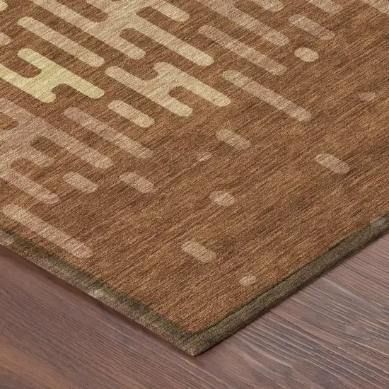 Orange And Copper Abstract Washable Indoor Outdoor Area Rug Photo 5