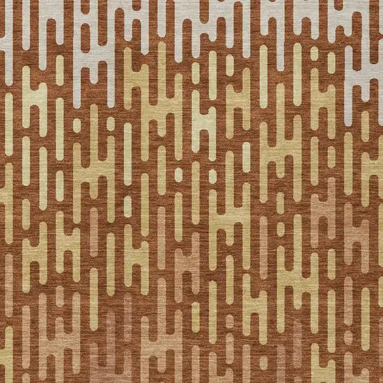 Orange And Copper Abstract Washable Indoor Outdoor Area Rug Photo 3