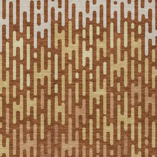 Orange And Copper Abstract Washable Indoor Outdoor Area Rug Photo 3