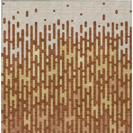 Orange And Copper Abstract Washable Indoor Outdoor Area Rug Photo 4
