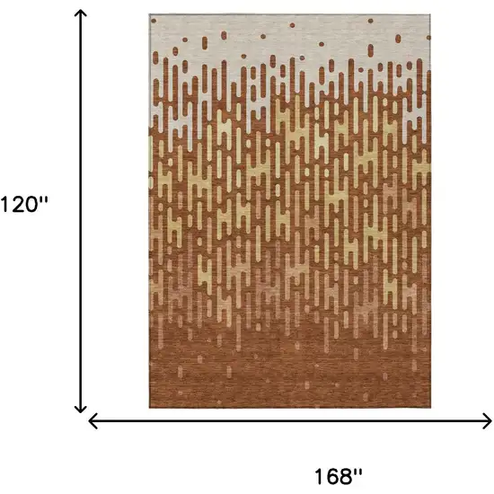 Orange And Copper Abstract Washable Indoor Outdoor Area Rug Photo 7