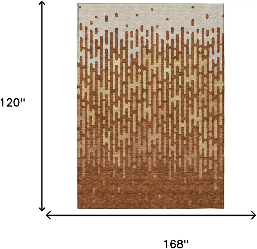 Orange And Copper Abstract Washable Indoor Outdoor Area Rug Photo 7