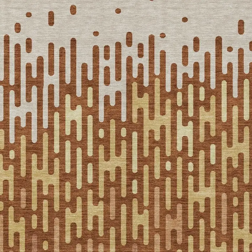 Orange And Copper Abstract Washable Indoor Outdoor Area Rug Photo 3