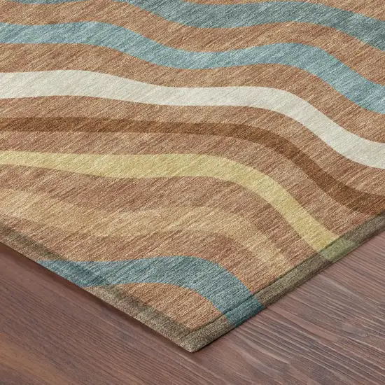 Orange And Copper Abstract Washable Indoor Outdoor Area Rug Photo 5