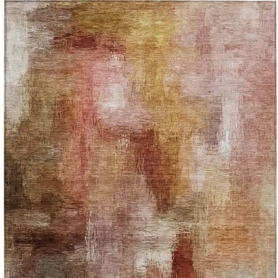 Orange And Copper Abstract Washable Indoor Outdoor Area Rug Photo 3