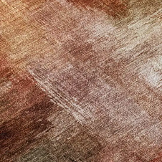 Orange And Copper Abstract Washable Indoor Outdoor Area Rug Photo 6