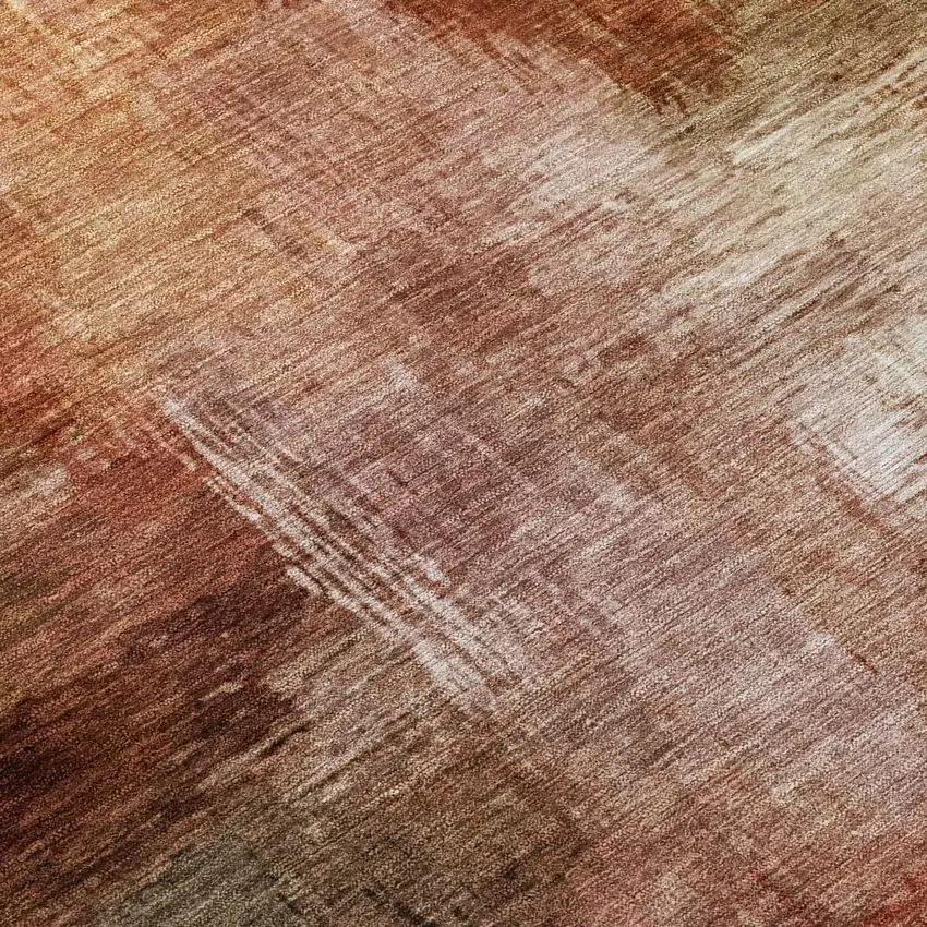 Orange And Copper Abstract Washable Indoor Outdoor Area Rug Photo 6