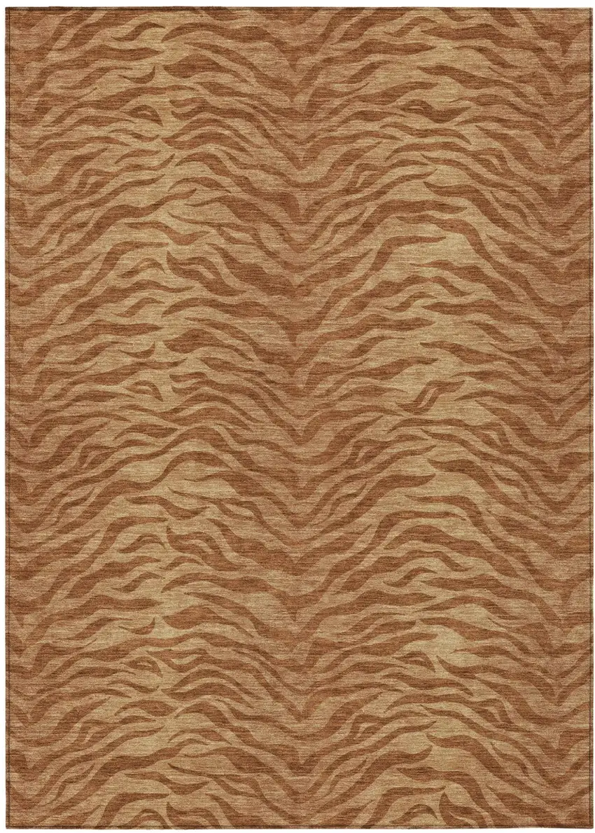 Orange And Copper Animal Print Washable Indoor Outdoor Area Rug Photo 1