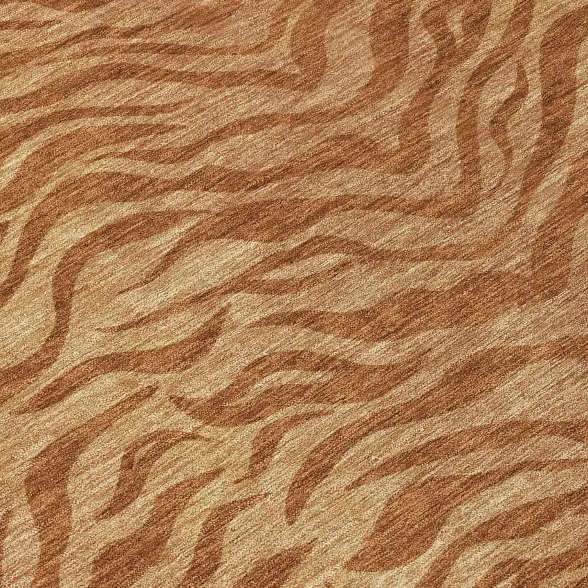 Orange And Copper Animal Print Washable Indoor Outdoor Area Rug Photo 5
