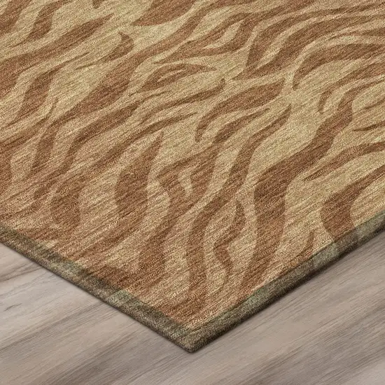 Orange And Copper Animal Print Washable Indoor Outdoor Area Rug Photo 4