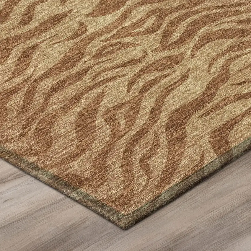 Orange And Copper Animal Print Washable Indoor Outdoor Area Rug Photo 4