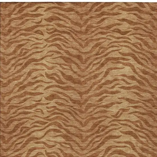 Orange And Copper Animal Print Washable Indoor Outdoor Area Rug Photo 2