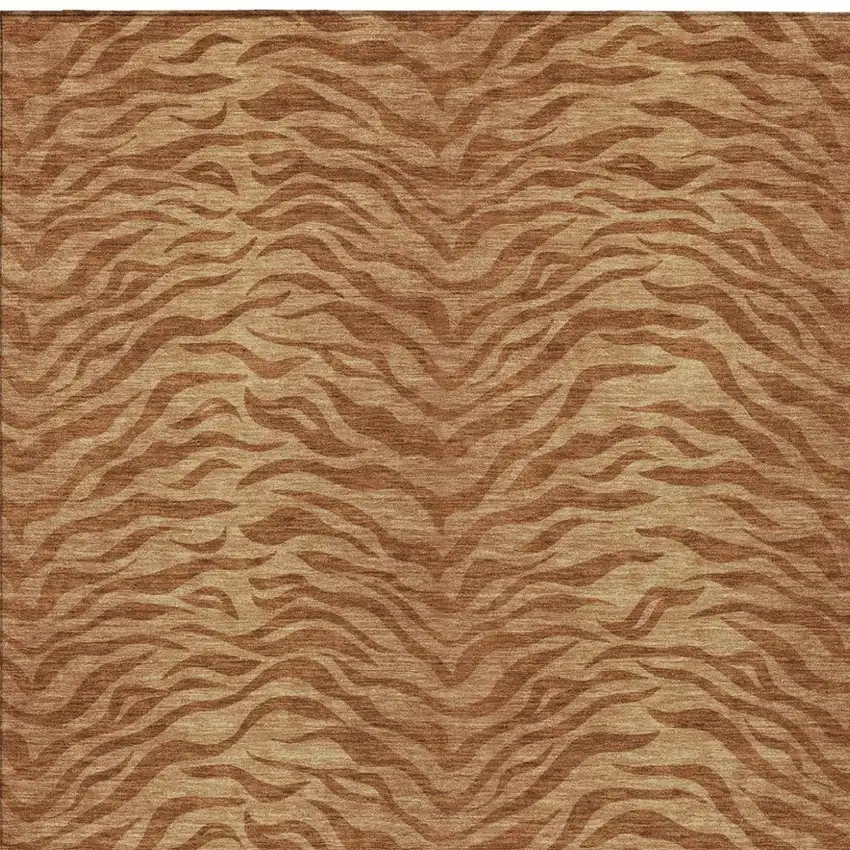 Orange And Copper Animal Print Washable Indoor Outdoor Area Rug Photo 2