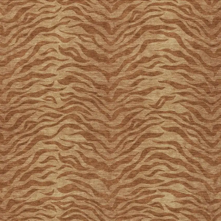 Orange And Copper Animal Print Washable Indoor Outdoor Area Rug Photo 3