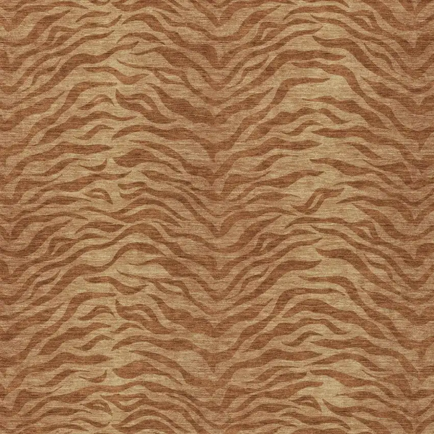 Orange And Copper Animal Print Washable Indoor Outdoor Area Rug Photo 3