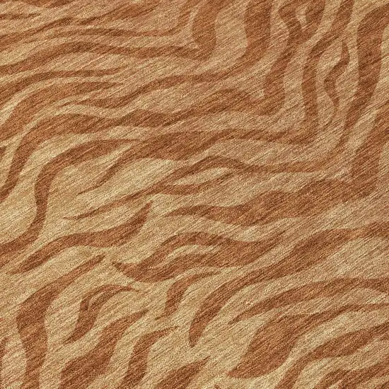 Orange And Copper Animal Print Washable Indoor Outdoor Area Rug Photo 5