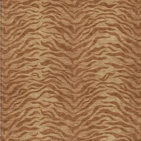 Orange And Copper Animal Print Washable Indoor Outdoor Area Rug Photo 2