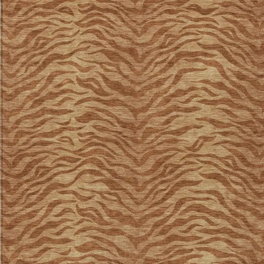 Orange And Copper Animal Print Washable Indoor Outdoor Area Rug Photo 2