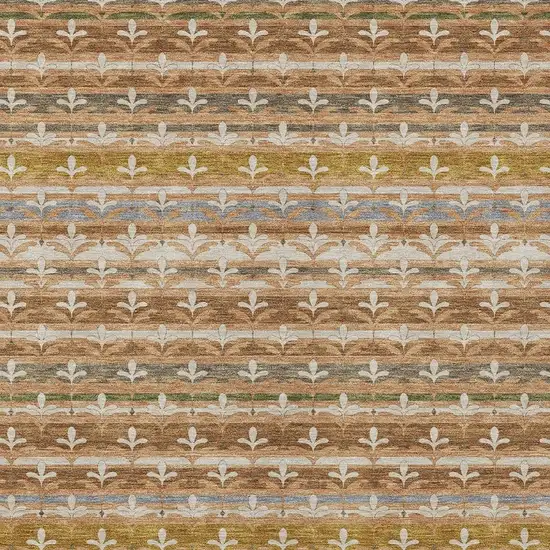 Orange And Copper Damask Washable Indoor Outdoor Area Rug Photo 2