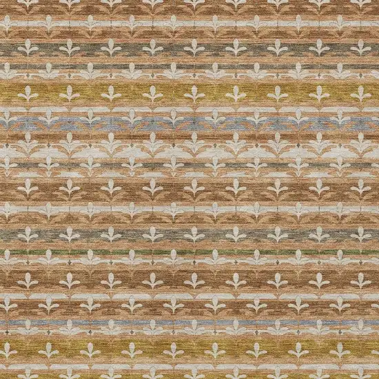 Orange And Copper Damask Washable Indoor Outdoor Area Rug Photo 2