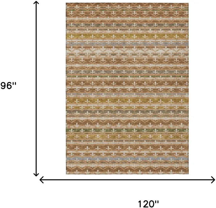 Orange And Copper Damask Washable Indoor Outdoor Area Rug Photo 9