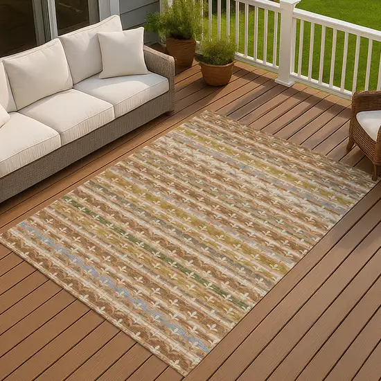 Orange And Copper Damask Washable Indoor Outdoor Area Rug Photo 6