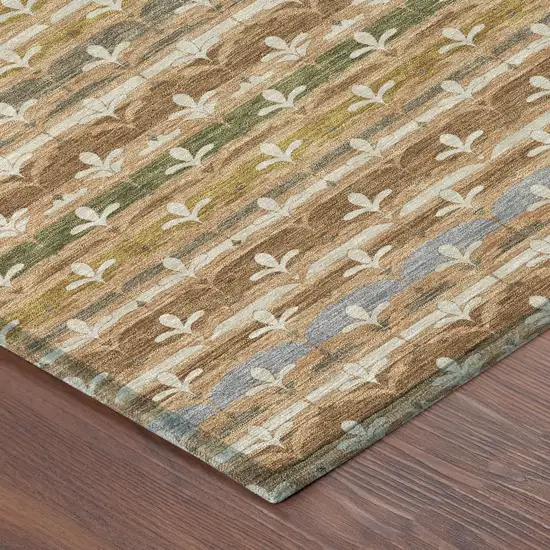 Orange And Copper Damask Washable Indoor Outdoor Area Rug Photo 7