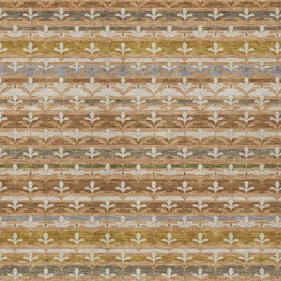 Orange And Copper Damask Washable Indoor Outdoor Area Rug Photo 2