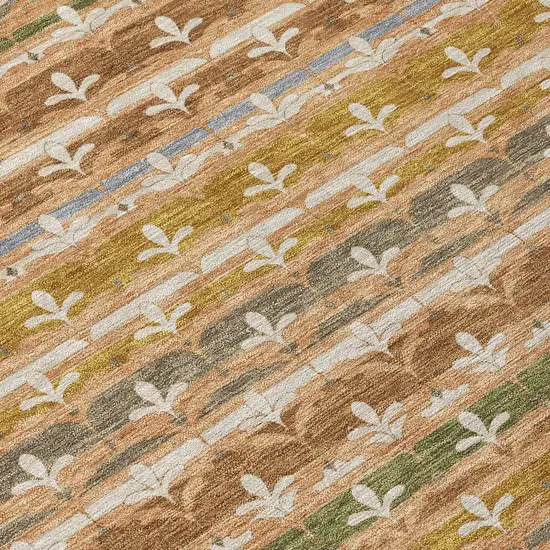 Orange And Copper Damask Washable Indoor Outdoor Area Rug Photo 9