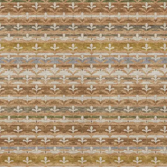 Orange And Copper Damask Washable Indoor Outdoor Area Rug Photo 2