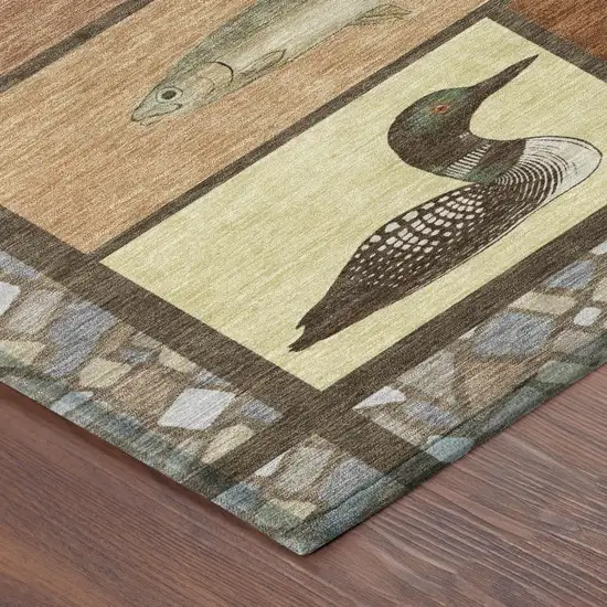 Orange And Copper Floral Medallion Washable Indoor Outdoor Area Rug Photo 4