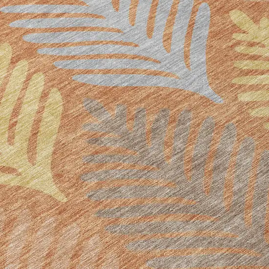 Orange And Copper Floral Washable Indoor Outdoor Area Rug Photo 6