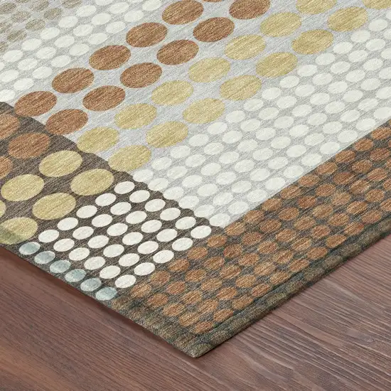 Orange And Copper Geometric Washable Indoor Outdoor Area Rug Photo 8