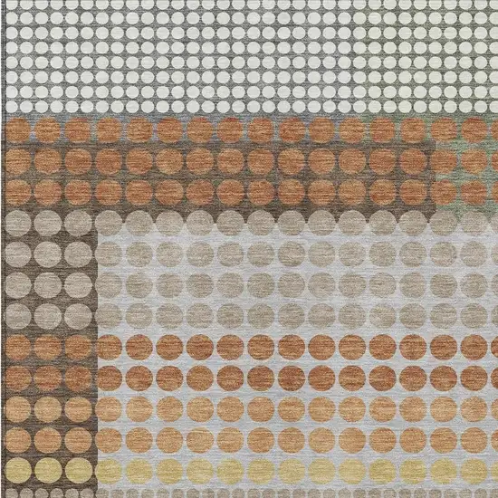 Orange And Copper Geometric Washable Indoor Outdoor Area Rug Photo 2