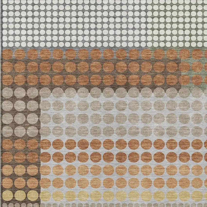 Orange And Copper Geometric Washable Indoor Outdoor Area Rug Photo 2