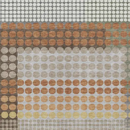 Orange And Copper Geometric Washable Indoor Outdoor Area Rug Photo 2