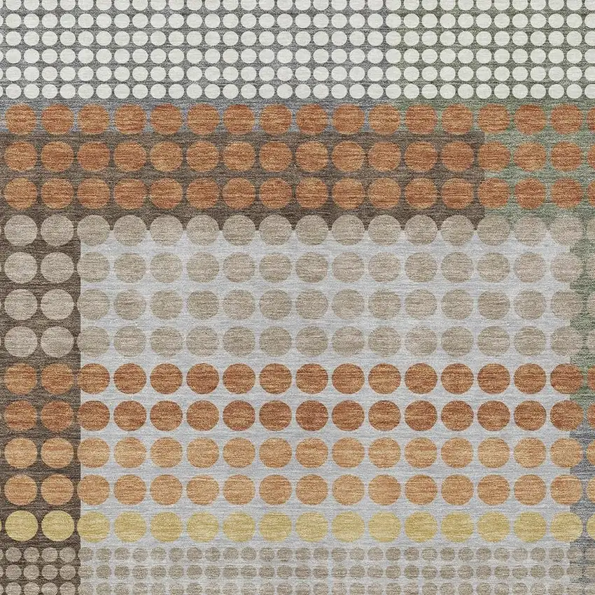 Orange And Copper Geometric Washable Indoor Outdoor Area Rug Photo 2