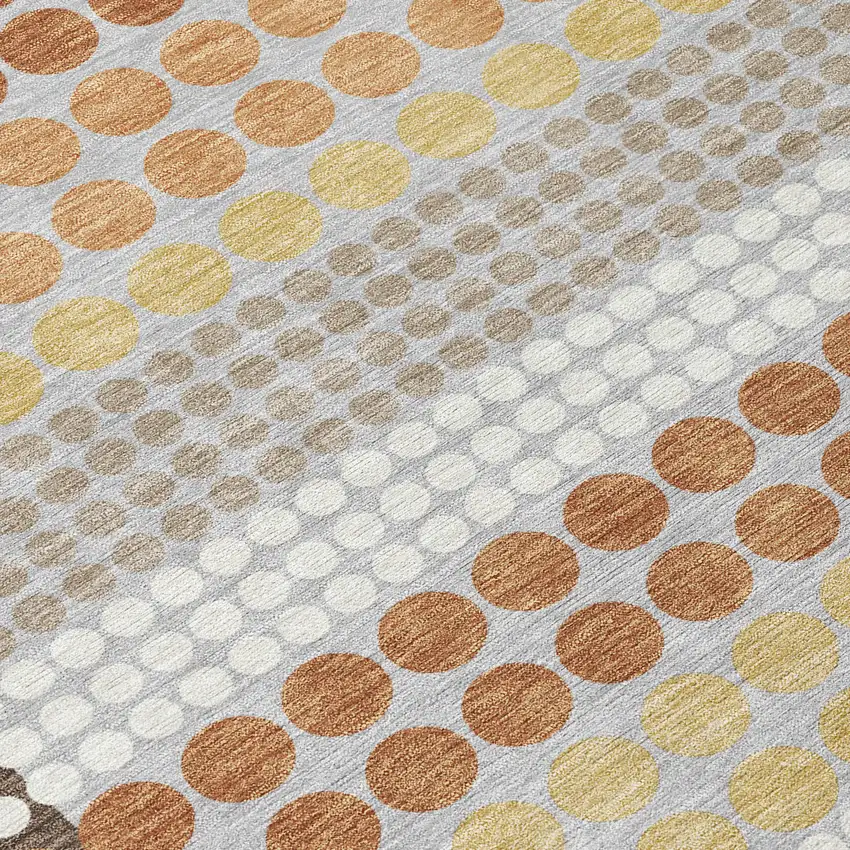 Orange And Copper Geometric Washable Indoor Outdoor Area Rug Photo 9