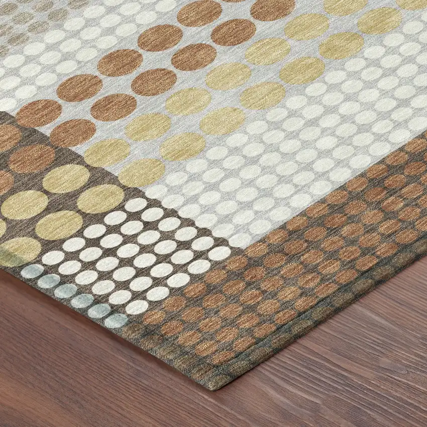 Orange And Copper Geometric Washable Indoor Outdoor Area Rug Photo 8