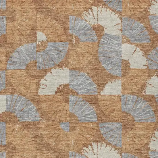 Orange And Copper Geometric Washable Indoor Outdoor Area Rug Photo 2