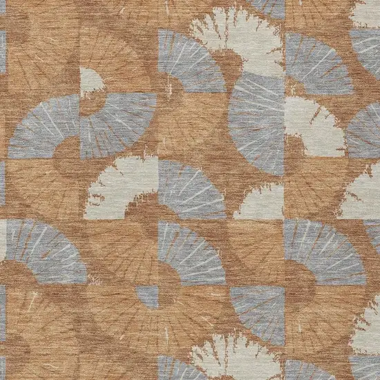 Orange And Copper Geometric Washable Indoor Outdoor Area Rug Photo 2