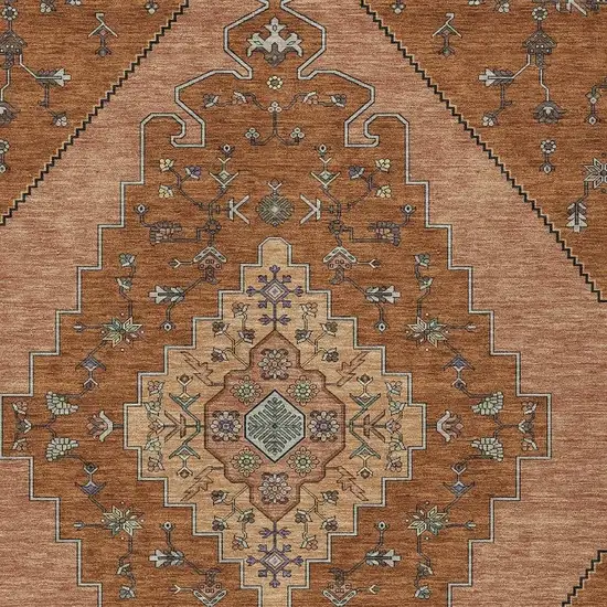 Orange And Copper Geometric Washable Indoor Outdoor Area Rug Photo 2
