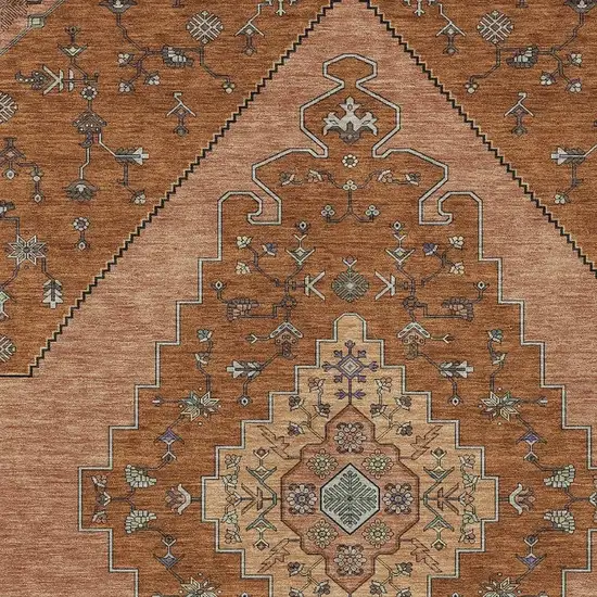 Orange And Copper Geometric Washable Indoor Outdoor Area Rug Photo 3