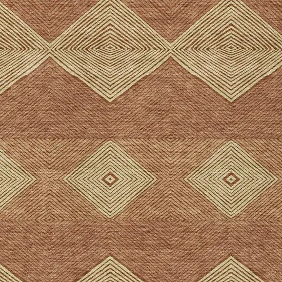 Orange And Copper Geometric Washable Indoor Outdoor Area Rug Photo 2