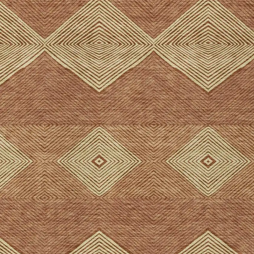Orange And Copper Geometric Washable Indoor Outdoor Area Rug Photo 2