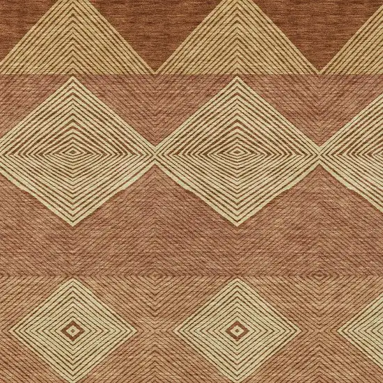 Orange And Copper Geometric Washable Indoor Outdoor Area Rug Photo 2