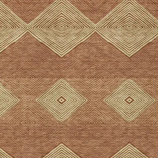 Orange And Copper Geometric Washable Indoor Outdoor Area Rug Photo 2
